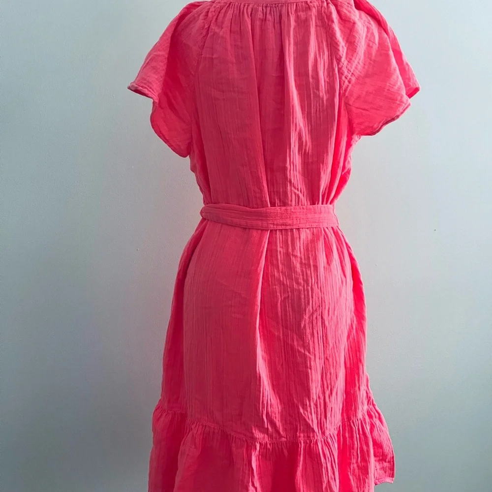 Vineyard Vines Gauze Neon Rose Shirt Dress Large - Picture 6 of 7